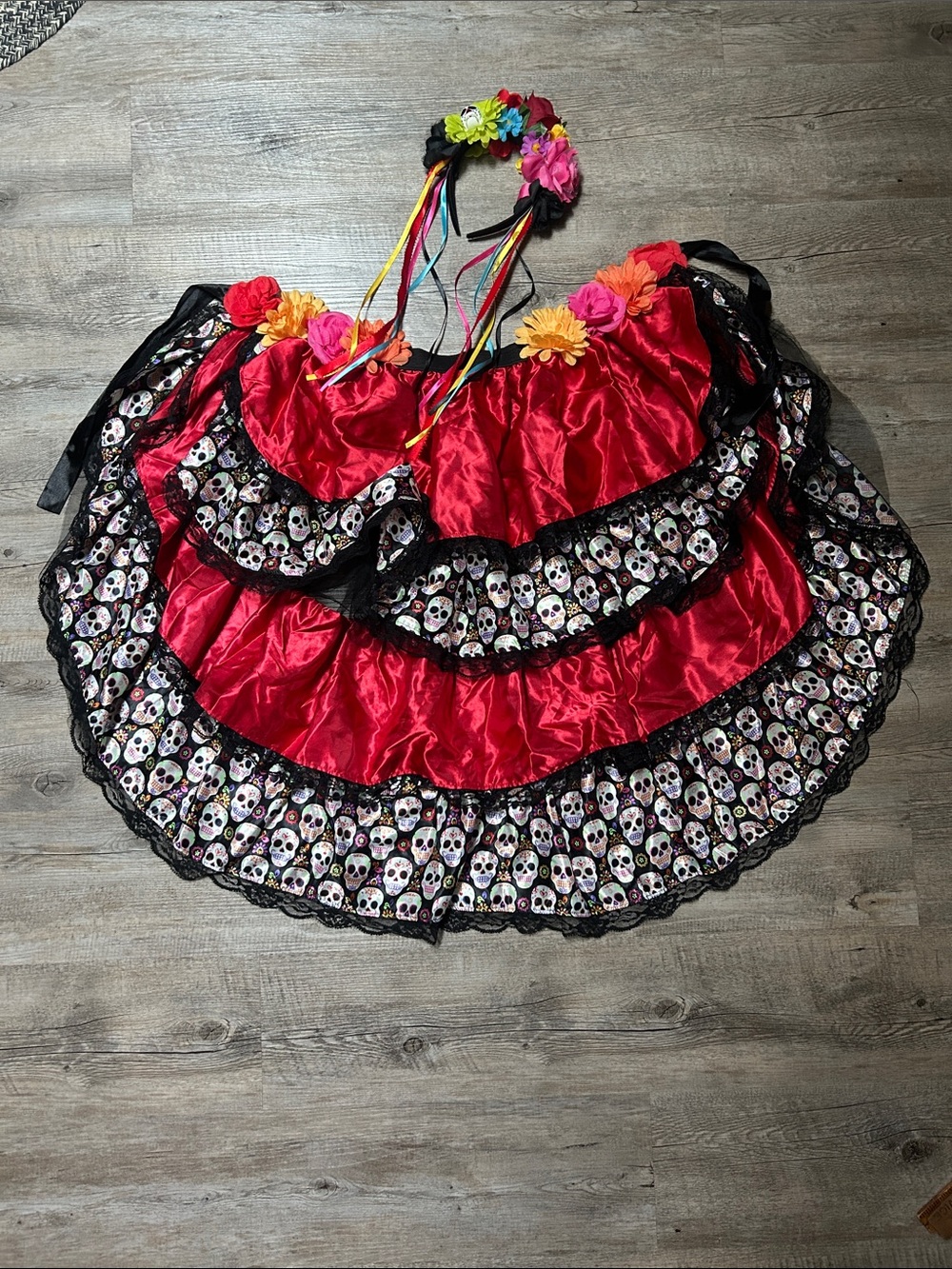 Adult Halloween Costume- Day of the Dead/Sugar Skull with Matching Headband!